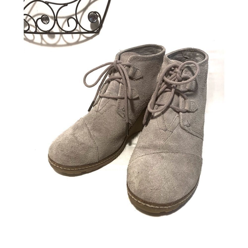 TOMS Tan Suede Wedge Bootie